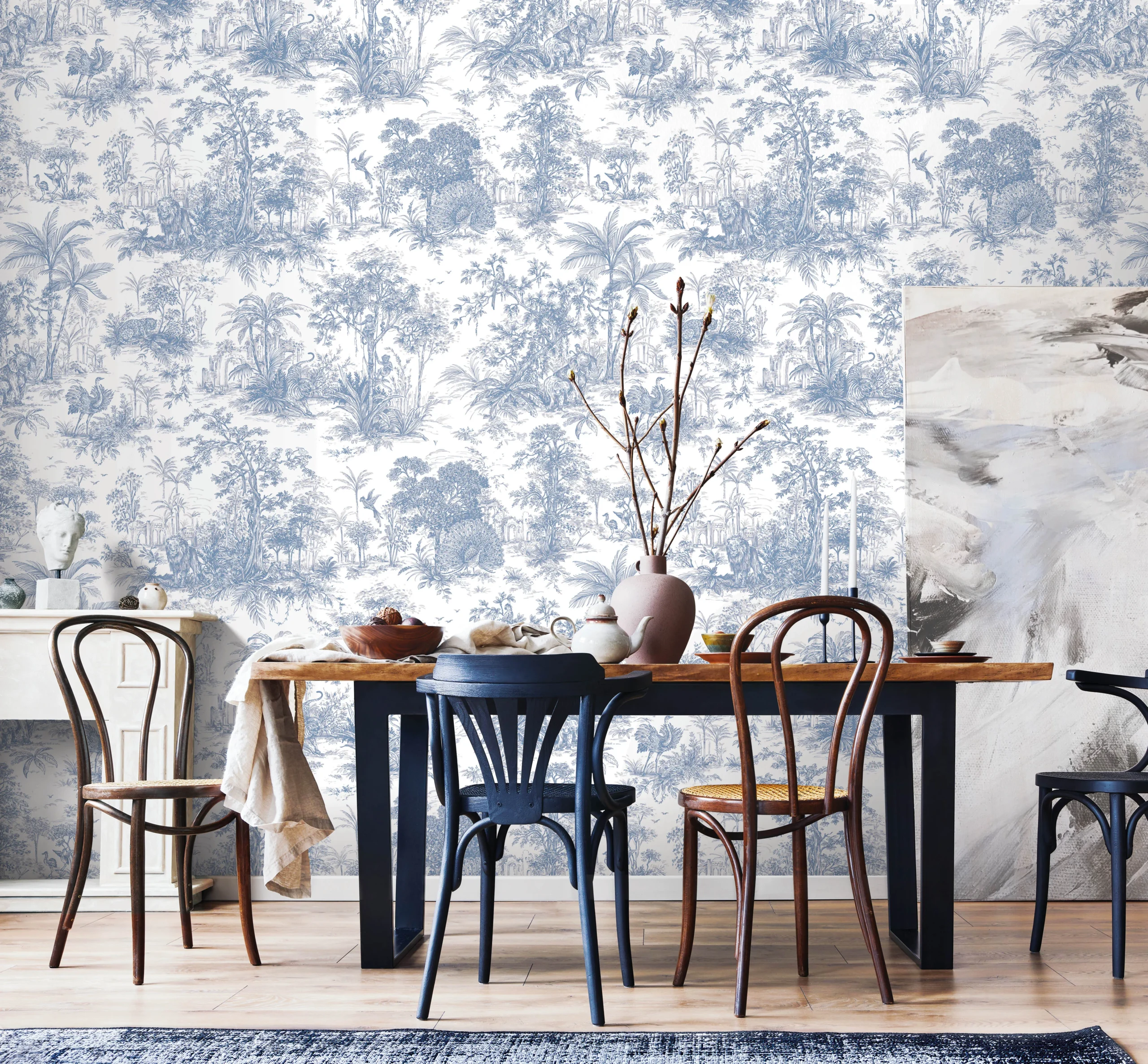 Blue Textured Wallpaper – Natural Glittering (24207-2)